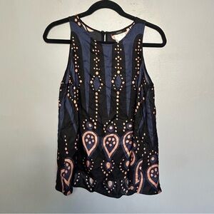 Odeeh Silk Sleeveless Top Size 36 / US Size 4 Purple Black Boho